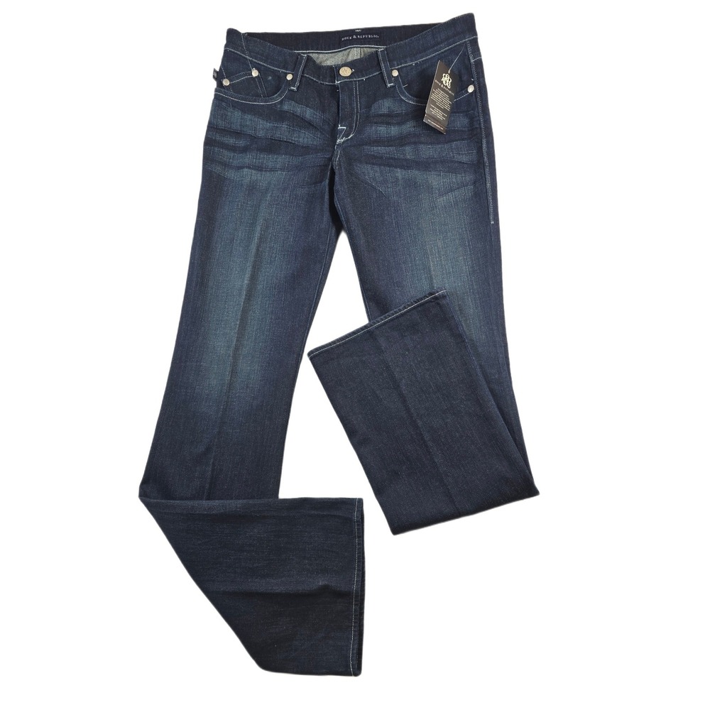 Rock & Republic Jeans Women 31 Blue Denim Low Rise Bootcut Kasandra Blue NEW